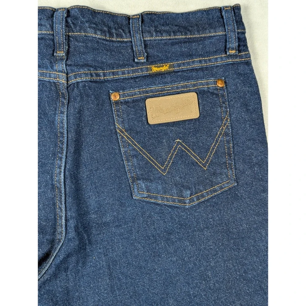 Wrangler Cowboy Cut Stretch Slim Fit Mens Jeans Dark Blue Wash Size 36